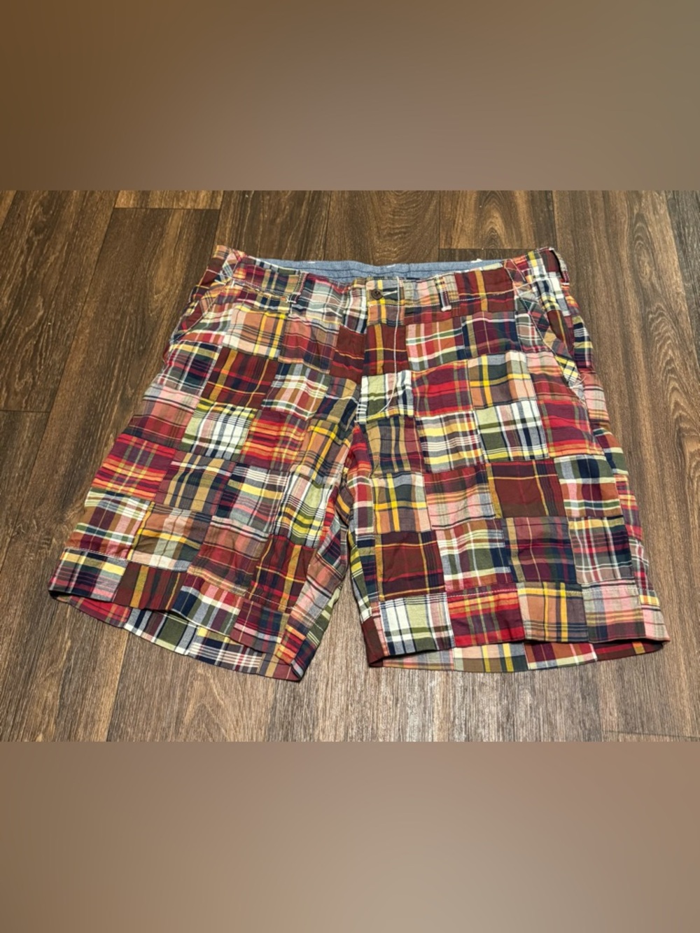 Ralph Lauren Patchwork Plaid Cotton Shorts - Red Multi